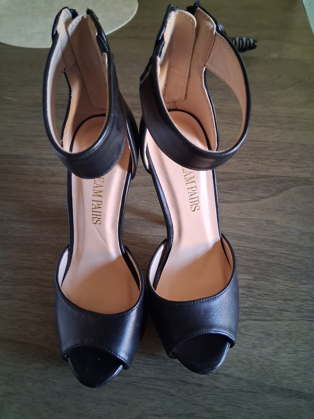 & Other Stories Black Ankle-Strap Peep-Toe Heels